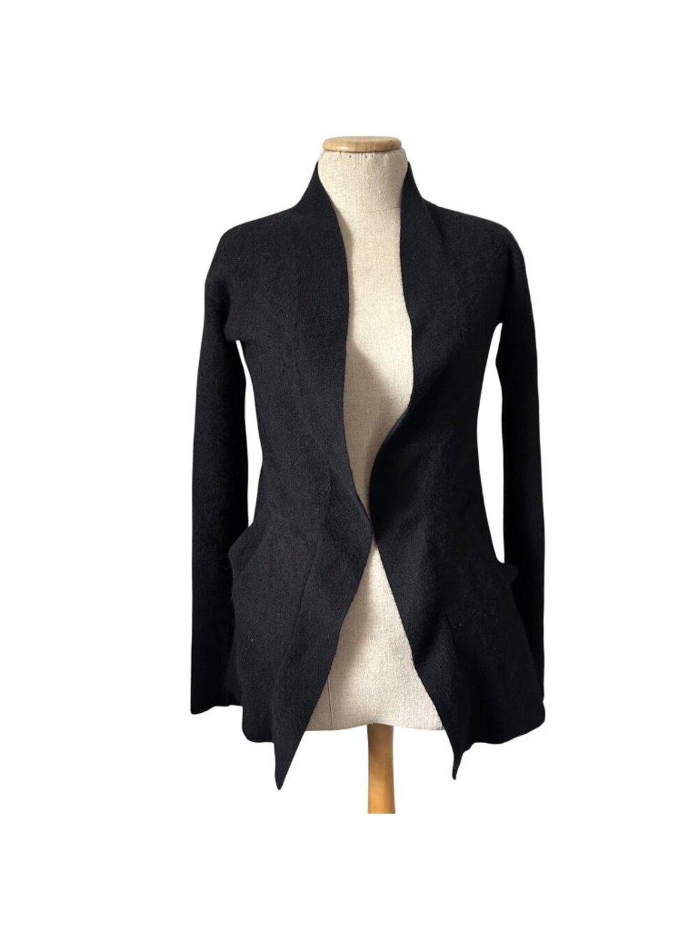 Theory Womens Sz M Black Open Front 100% Cashmere Cardigan With Pockets